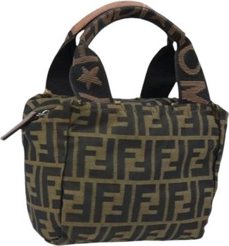 Fendi Pre-owned Mini Bags, female, Brown, Size: ONE SIZE Pre-owned Vintage Zucca Canvas Mini Hand Bag