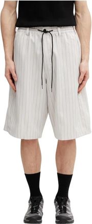 Yohji Yamamoto Pinstripe Sport Uniform Shorts - Heren - Korte Broeken - Beige - L - Polyester - Korte Broeken