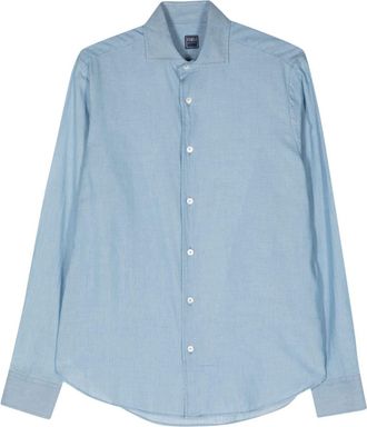 Fedeli classic-collar cotton shirt - men - Cotton - 43 - Blue
