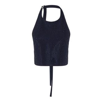 Pinko Pinko, Dames, Tops, Blauw, Maat: S Leer