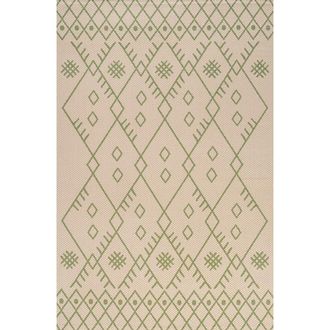 Jonathan Y Designs Boho Moroccan Indoor/Outdoor Area Rug in Beige/green at Nordstrom, Size 4Ft 0In X 6Ft 0In