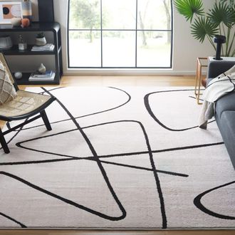 Safavieh Alfombra moderno de poli&eacute;ster blanco/negro, 160 x 160 cm