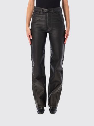 Christophe Lemaire Pantaloni straight a vita alta in denim spalmato a 5 tasche
