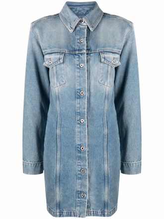 Off-white long-sleeve denim shirtdress - Blue