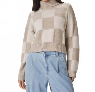 Splendid Thea Checkerblock Sweater In Beige