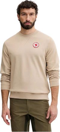 Fj&auml;llr&auml;ven 1960 Logo Badge Sweater - Heren - Sweatshirts - Beige - L - Katoen - Hoodies & sweatvesten