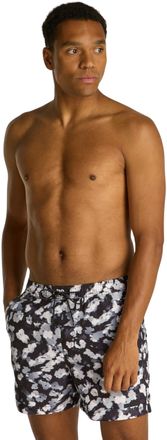 Calvin Klein Mens Printed Medium Swim Shorts with Drawstring, Multicolor (Ck Layered Floral Black AOP), XL