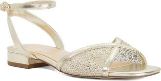 Dune London Womens Ladies Naxxos - Ankle Strap Embellished Sandals - Gold Fabric - Size UK 5