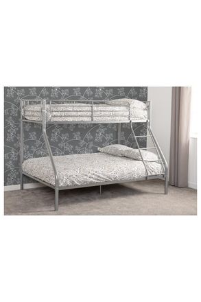 Seconique Tandi Triple Sleeper Bunk Bed (Single top bunk / Double bottom bunk) in Metallic Silver