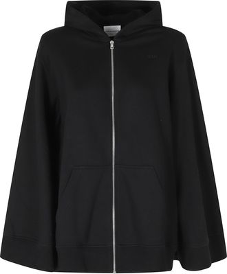 7 For All Mankind Black Oversized Cotton Zip Hoodie