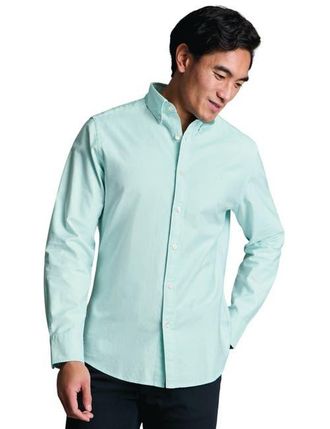 CHARLES TYRWHITT Plain button-down stretch washed Oxford shirt in Aqua Green at Nordstrom, Size X-Large