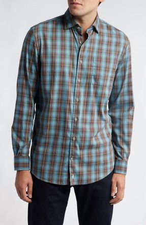Johnnie-O Carrillo Plaid Stretch Button-Up Shirt In Tornado