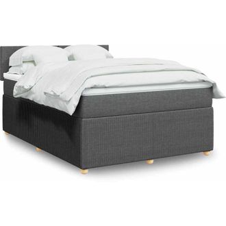 vidaXL Cama Box Spring Con Colch&oacute;n Tela Gris Oscuro 140x190 Cm Vidaxl