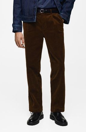 Mango Straight Leg Corduroy Pants in Brown at Nordstrom, Size 32