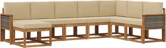 vidaXL Conjunto De Sof&aacute;s De Exterior 8 Uds. Natural Y Beige Vidaxl
