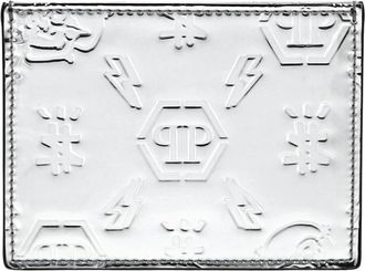Philipp Plein Mirror Leather Cards Holder Monogram - Heren - Portefeuilles - Grijs - ONE Size - Leer - Accessoires