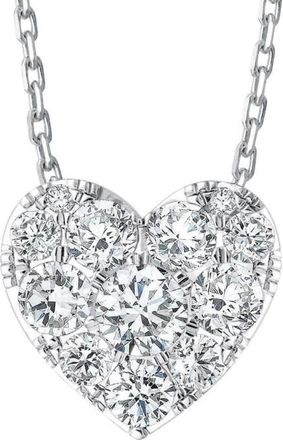 Pompeii3 3/4Ct Diamond Heart Pendant 14k White Gold 18 Necklace Lab Grown