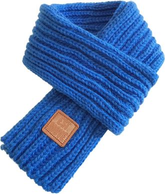 Generic Stylish Womens Short Knitted Leather Scarf for Autumn Winter Fashion Accessory Warm Neck Wrap Comfortable Lightweight Design (Blue, One Size)