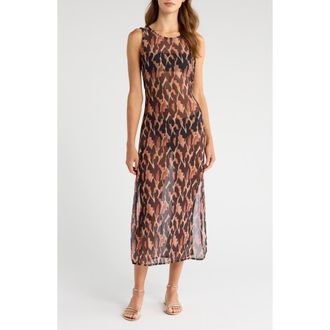 Vix Camu Twist Mesh Cover-Up Dress in Multi Brown at Nordstrom Rack, Size Small