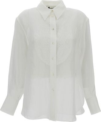 True Royal Lightweight Sheer Blouse with Classic Collar