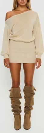 Princess Polly Johannah Metallic One-Shoulder Long Sleeve Minidress in Gold at Nordstrom, Size 10
