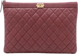 Chanel Pre-owned Clutches, female, Red, Size: ONE SIZE Pre-owned The Boy O Case