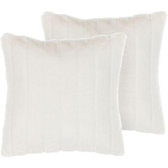 Beliani Beliani - Conjunto De 2 Cojines De Poli&eacute;ster Blanco 45 X 45 Cm Cremallera Relieve Sala De Estar Dormitorio Pumila