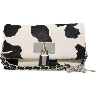 Aldo Mini Jackie Genuine Calf Hair Crossbody Bag in Black/white at Nordstrom