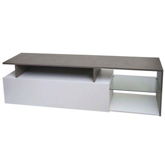Hhg Hhg - Nunca Usado] Estanter&iacute;a Tv 639, Mesa Tv Aparador Mueble Tv Cajonera, Madera 47x170x40cm Compartimento De Almacenaje, Aspecto Hormig&oacute;n Blanco