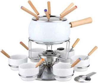 EVA Fonduta Esmaltada Blanca Brillante Set De 23 Piezas Eva