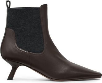 Brunello Cucinelli Monili detail Chelsea boots - women - Leather/Leather/Eco Brass/Nappa Leather - 40 - Brown
