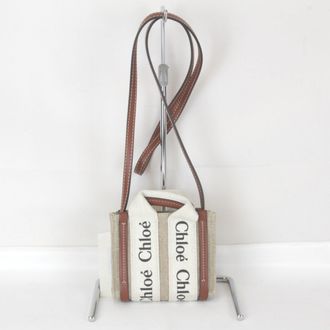 Chlo&eacute; Beige Linen Cotton Leather Tote Bag (Pre-Owned)