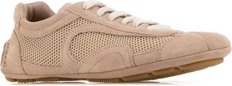 Prada Womens Powder Pink Suede And Mesh Montecarlo Sneakers Opale