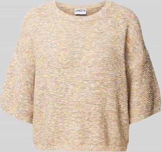 Jake*s Casual Strickshirt mit Rundhalsausschnitt in Offwhite, Gr&ouml;&szlig;e L