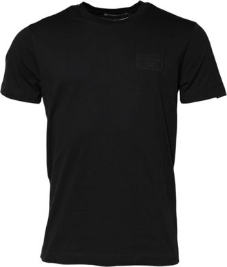 Dolce & Gabbana Black Logo Plaque Cotton Crew Neck Mens T-shirt