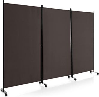 Costway Costway - Biombo De Dormitorio Separador De 3 Paneles Sobre Ruedas, Pantallas De Privacidad Rodantes De 180 Cm De Alto, Separador De Pantalla De Tela 