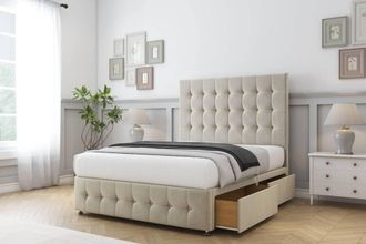 Comfort Beds Florence Plush Divan Base 2 Drawers - 54 Headboard-Footboard in Cream | Size: Super King