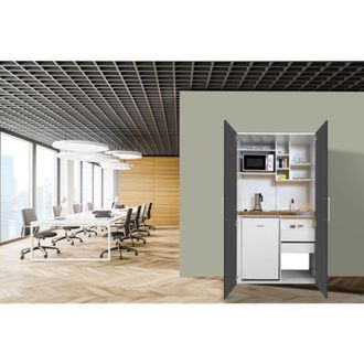 Respekta Cucina Cucina da ufficio Minicucina Cucina singola Bianco Grigio Peter 104 cm Respecta