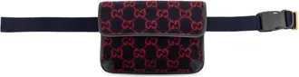 Gucci Navy Red Color Wool Leather Fanny Pack (Pre-Owned)
