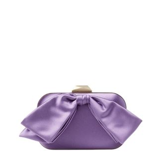 Jimmy Choo London Cloud Wisteria Satin Bow Clutch Bag