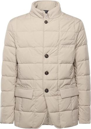 Fay Korte Double-Breasted Jas - Heren - Gewatteerde jassen - Beige - 2XL - Wol - Jassen