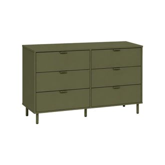 Sweeek C&oacute;moda de madera y metal con 6 cajones, verde kaki