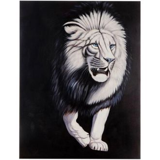 Hhg Hhg - Pintura Al &Oacute;leo Le&oacute;n Blanco, 100% Pintado A Mano Pintura Mural Xl, 120x90cm