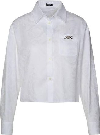 Versace Barocco Jacquard Cropped Shirt, Brand Size 44 ( US Size 8 )