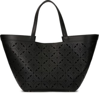 Kazar Leren boot tas met opengewerkt patroon - Dames - Shoppers - Zwart - ONE Size - Leer - Tassen