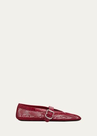 Alaia Mesh Mary Jane Ballerina Flats