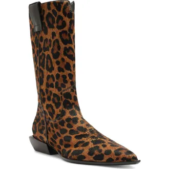Schutz Ashley Genuine Calf Hair Western Boot in Leopard at Nordstrom Rack, Size 5.5