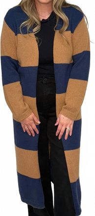 Velvet Heart Amina 3/4 Sleeves Stripe Cardigan In Navy/brown Stripe