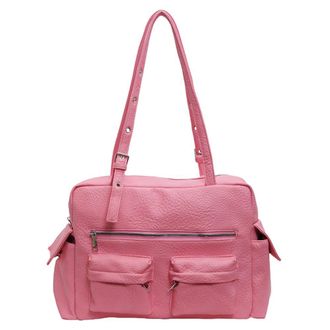 Generic Women PU Leather Shoulder Bag with Multi-Pockets Underarm Bag Adjustable Strap Satchel Bag Tote Bag for Work Travel (Rose Red)