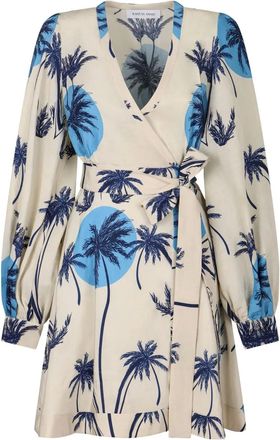 Raquel Diniz printed wrap dress - women - Silk/Linen/Flax - 40 - White